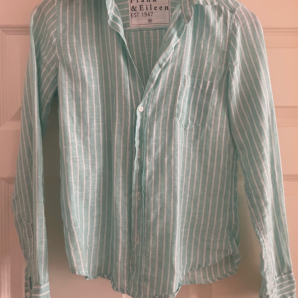 Frank & Eileen Mint-Striped Long Sleeve Button-Down Shirt